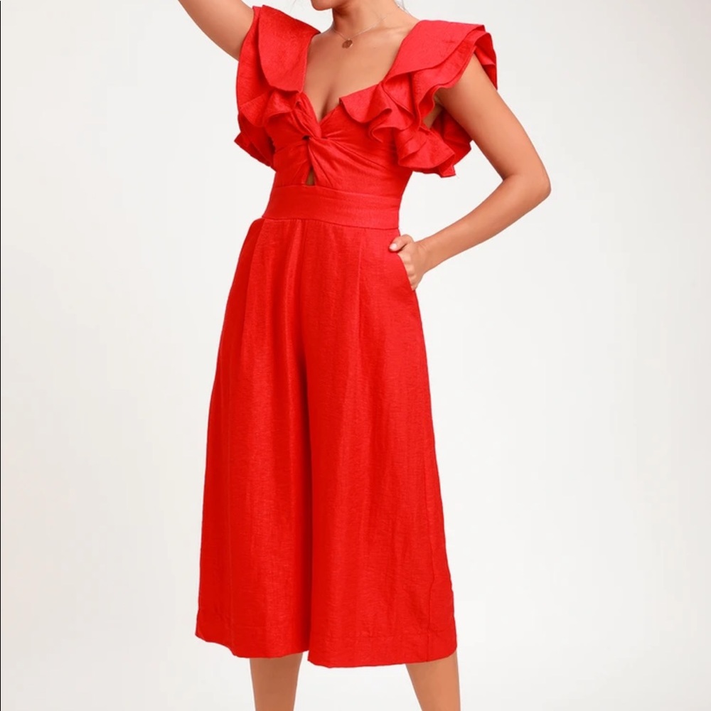 Lulus Gorgeous Holiday Ruffle Jumpsuit